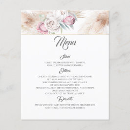Cardápio de Casamento de Grama de Pampas Floral Ro