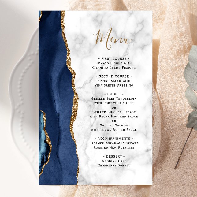 Cardápio de Casamento de Mármore de Ágata Azul-Mar (Criador carregado)