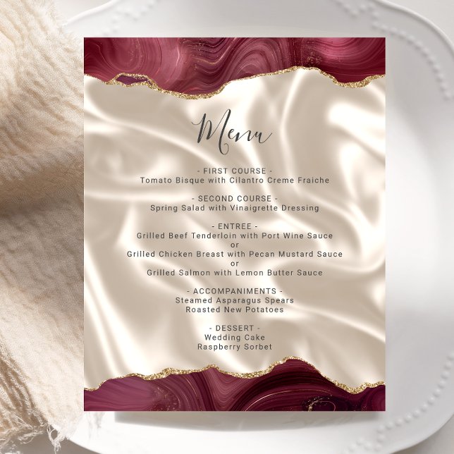 Cardápio de Casamento de Seda com Ágata Dourada de (Criador carregado)