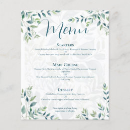 Cardápio de Casamento Econômico em Verde Salvia Ma