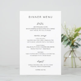Cardápio de Casamento Elegante Monograma Preto e B