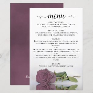 Cardápio de Casamento Elegante Rosa Mauve empoeira