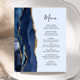 Cardápio de Casamento em Azul Claro e Ágata Dourad