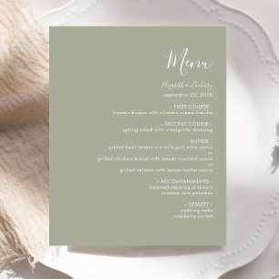 Cardápio de Casamento em Verde Oliva Moderno e Eco