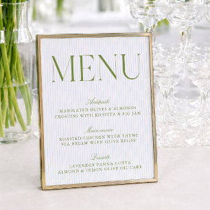Cardápio de Casamento em Verde Salvia Moderno e Li