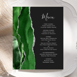 Cardápio de casamento escuro caçador verde prata á