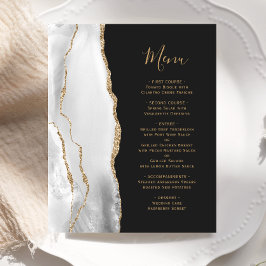 Cardápio de Casamento Escuro Cinza Ágata Dourado S