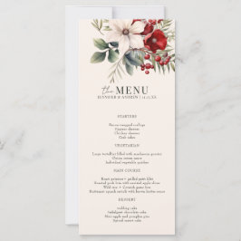 Cardápio de Casamento Floral de Inverno de Natal E