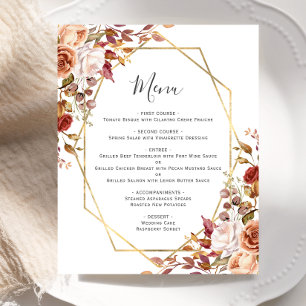 Cardápio de Casamento Floral Geométrico Outono Orç