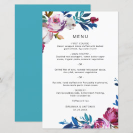 Cardápio de Casamento Floral Rosa Elegante Moderno