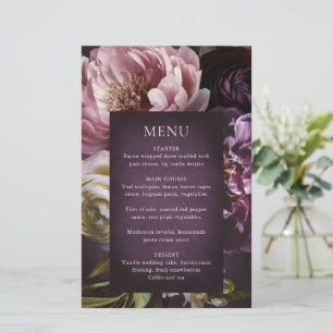 Cardápio de Casamento Floral Roxo Maximalista Eleg