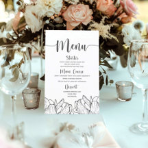 Cardápio de Casamento Floral Simples Moderno