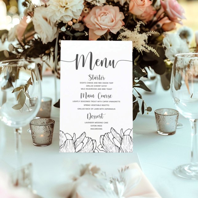 Cardápio de Casamento Floral Simples Moderno (Criador carregado)