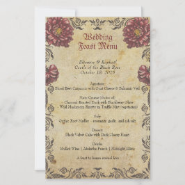 Cardápio de Casamento Gótico com Floral Escuro e V