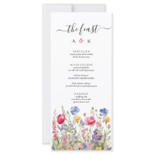 Cardápio de Casamento Jardim Colorido Boho Flores 