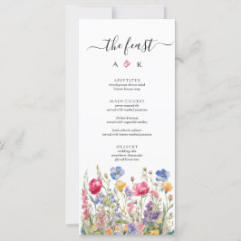 Cardápio de Casamento Jardim Colorido Boho Flores