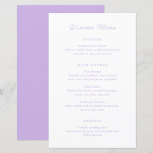Cardápio de Casamento Lilás Clássico Atemporal