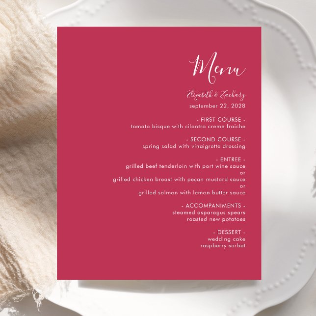 Cardápio de Casamento Magenta Moderno Orçamento (Criador carregado)