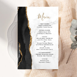 Cardápio de Casamento Mármore Ágata Dourada Preta