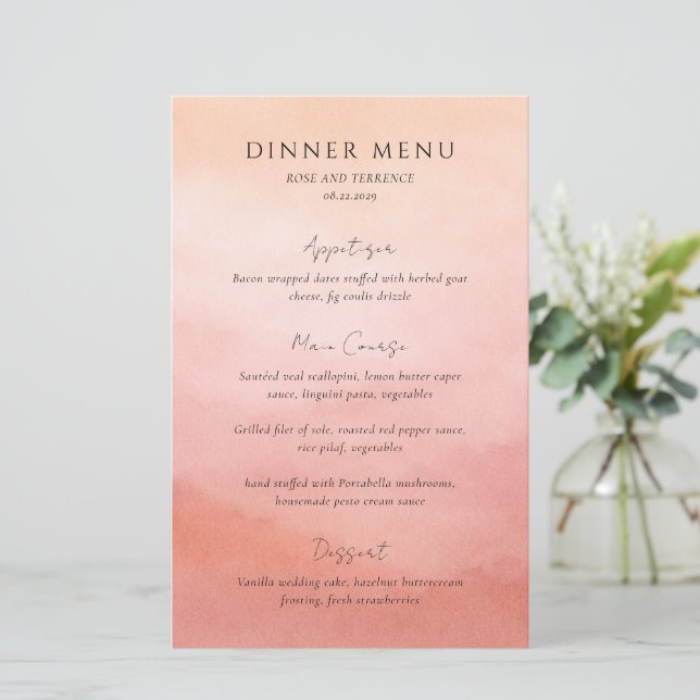 Cardápio de Casamento Moderno Elegante com Tema Co (Em pé/Frente)