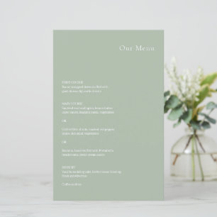 Cardápio de Casamento Moderno em Verde Sage Elegan