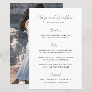Cardápio de Casamento Moderno Foto Elegante