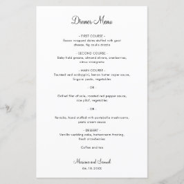 Cardápio de Casamento Moderno Minimalista Simples