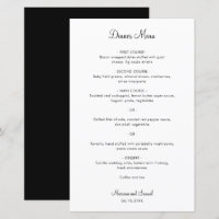 Cardápio de Casamento Moderno Minimalista Simples