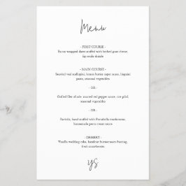 Cardápio de casamento moderno preto e branco Chic
