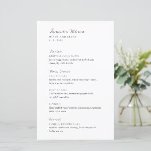 Cardápio de Casamento Moderno Preto e Branco Minim