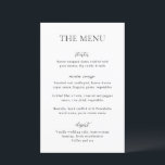 Cardápio de Casamento Moderno Preto e Branco Simpl<br><div class="desc">Cardápio de casamento moderno com um design simples,  porém elegante.</div>