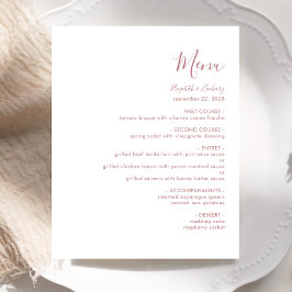 Cardápio de Casamento Moderno Rosa Poeirento em Le
