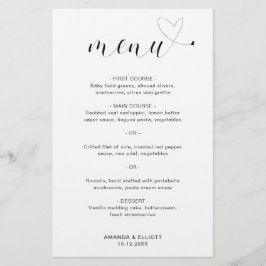 Cardápio de Casamento Moderno Simples Coração Fofo