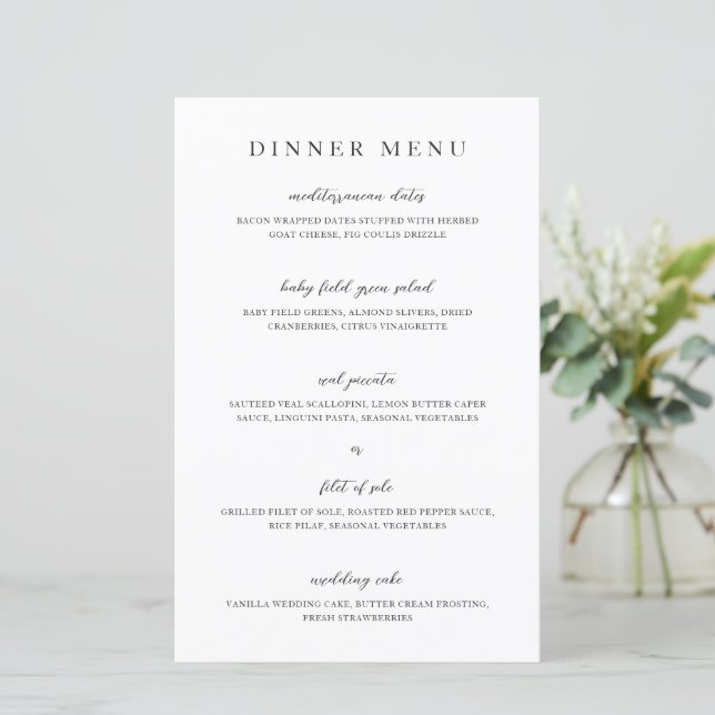 Cardápio de Casamento Neutro Moderno Elegante (Em pé/Frente)