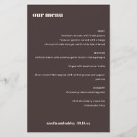 Cardápio de Casamento Personalizado Bege Marrom Re