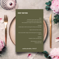 Cardápio de Casamento Personalizado Moderno Elegan