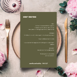 Cardápio de Casamento Personalizado Moderno Elegan