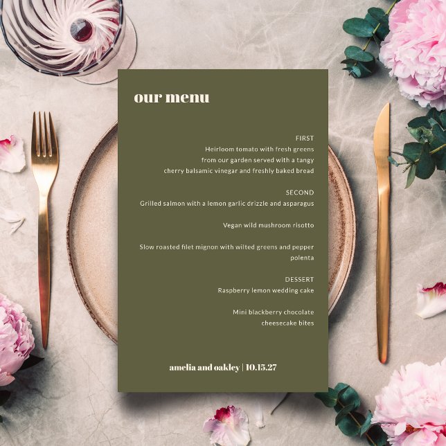 Cardápio de Casamento Personalizado Moderno Elegan (Criador carregado)