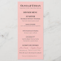 Cardápio de Casamento Plano | Cartão de Recepção P