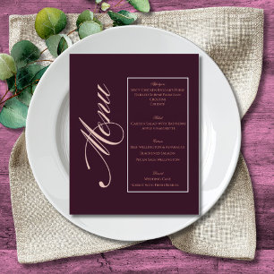Cardápio de Casamento Rosa Burgundy Minimalista El