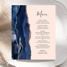 Cardápio de Casamento Rosa Dourado Ágata Navy Orça