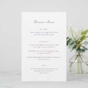 Cardápio de Casamento Roxo Elegante Limpo