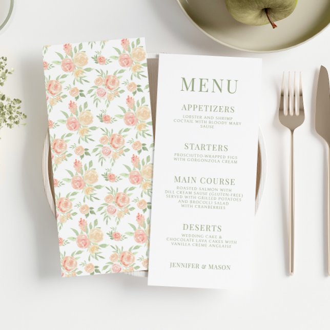 Cardápio de casamento russo elegante de laranja (Criador carregado)