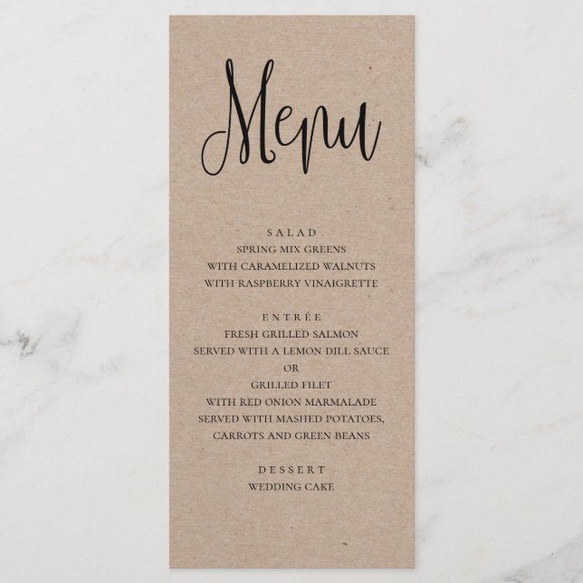 Cardápio de casamento russo. Menu janto kraft mode (Frente)