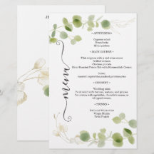 Cardápio de Casamento Rústico Chic Eucalipto Doura