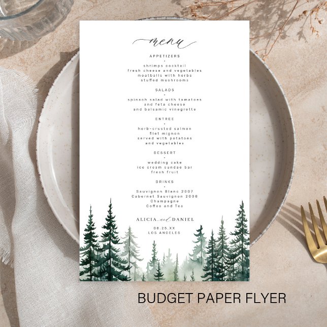 Cardápio de casamento rústico econômico com árvore (Criador carregado)