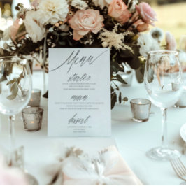Cardápio de Casamento Simples Caligrafia Preto e B