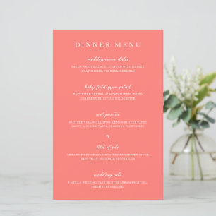 Cardápio de Casamento Simples Coral Vibrante Moder