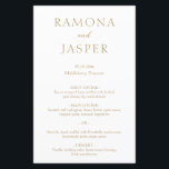 Cardápio de Casamento Simples Dourado Moderno<br><div class="desc">Cardápio de casamento em dourado falso elegante com um design simples e minimalista. Um layout clássico com seus nomes em letras grandes para um toque moderno nesse estilo tradicional. Um cardápio de casamento perfeito para um casamento formal.</div>