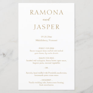 Cardápio de Casamento Simples Dourado Moderno